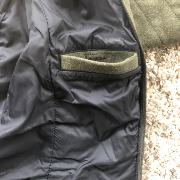 Woolrich Olive Heather Full-Zip Quilted Wool Coat, Sz XL - Picture 14 of 16